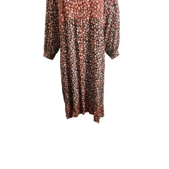 Zara Floral Printed Midi Mixed Pattern Balloon Sleeve Shirt Dress - Picture 10 of 16